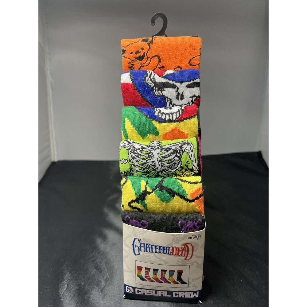 Grateful Dead Unisex 6 Pair Crew Socks BioWorld Shoe Size 8-12